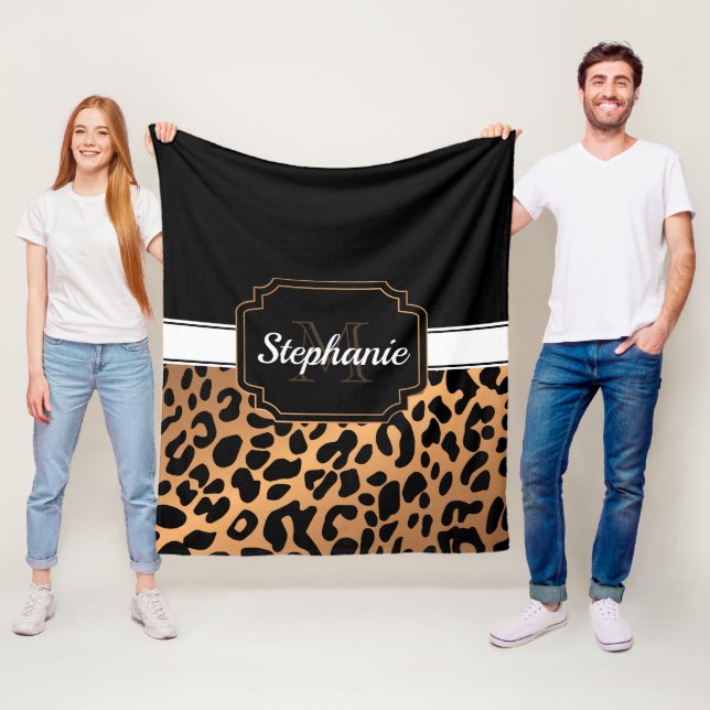 Cute Leopard Skriv ut Fleecefilt (På plats)