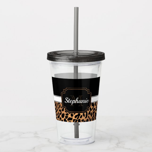 Cute Leopard Skriv ut Take Away Mugg (Framsida)