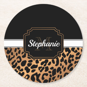 Cute Leopard Skriv ut Underlägg Papper Rund