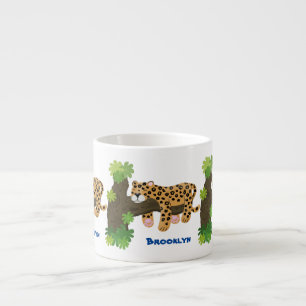 Cute leopard sover i tecknaden träd espressomugg