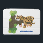 Cute leopard sover i tecknaden träd iPad mini skydd<br><div class="desc">Den här leoparden i lycklig ligger i träd. En söt illustration av tecknaden stil för spotty safari roligt!</div>