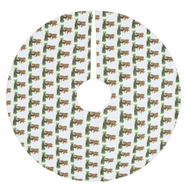 Cute leopard sover i tecknaden träd julgransmatta borstad polyester (Framsidan)