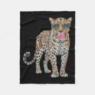 Cute Leopard with Sunglasses Bubble Gum Funny Fleecefilt