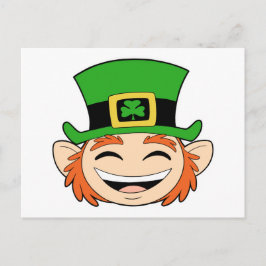 Cute Leprechaun Ansikte Vykort