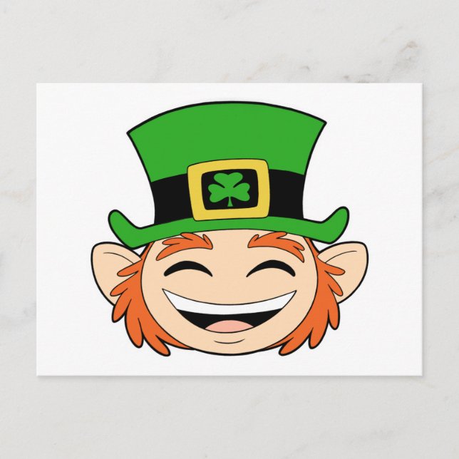 Cute Leprechaun Ansikte Vykort (Framsida)