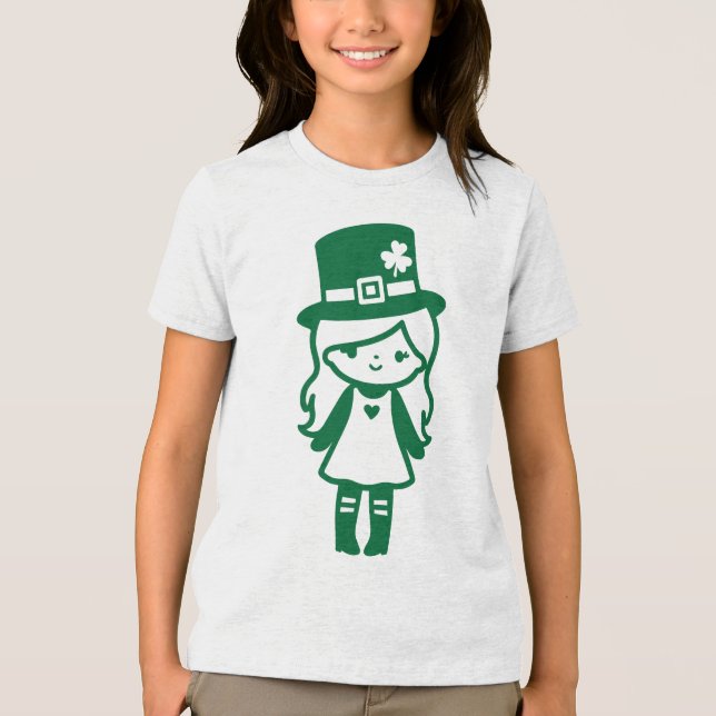 Cute Leprechaun Girl St. Patrick's Day T Shirt (Framsida)