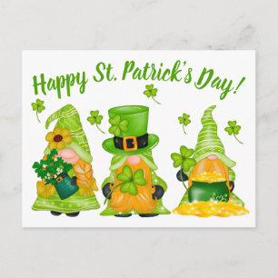 Cute Leprechaun Gnome Lycklig St. Patrick's Day Vykort
