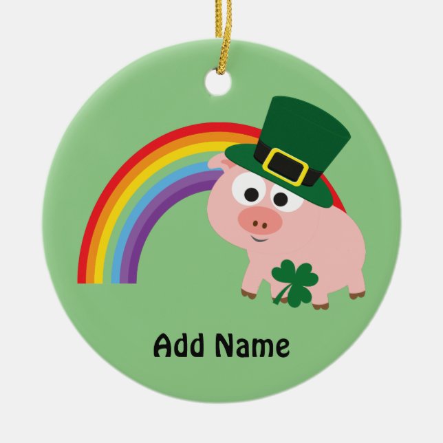 Cute Leprechaun Gris Julgransprydnad Keramik (Framsidan)