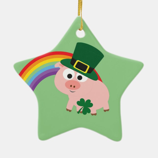Cute Leprechaun Gris Julgransprydnad Keramik (Baksidan)