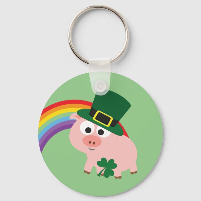 Cute Leprechaun Gris Nyckelring (Framsida)