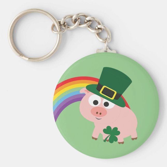 Cute Leprechaun Gris Nyckelring (Framsidan)