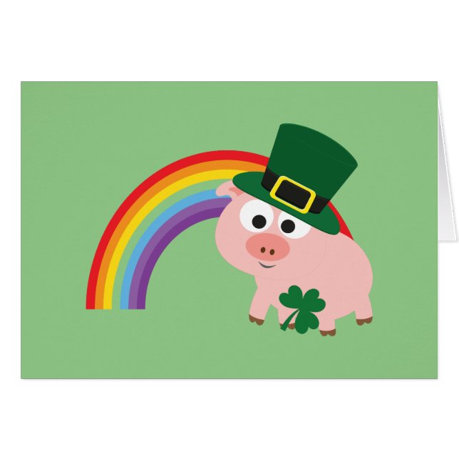 Cute Leprechaun Gris OBS Kort (Framsidan Horizontal)