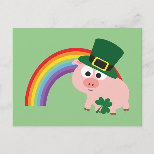 Cute Leprechaun Gris Vykort (Framsida)