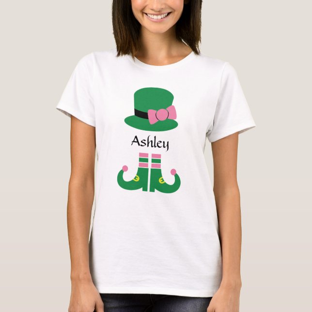 Cute Leprechaun Hat Add Namn Women's T-Shirt (Framsida)