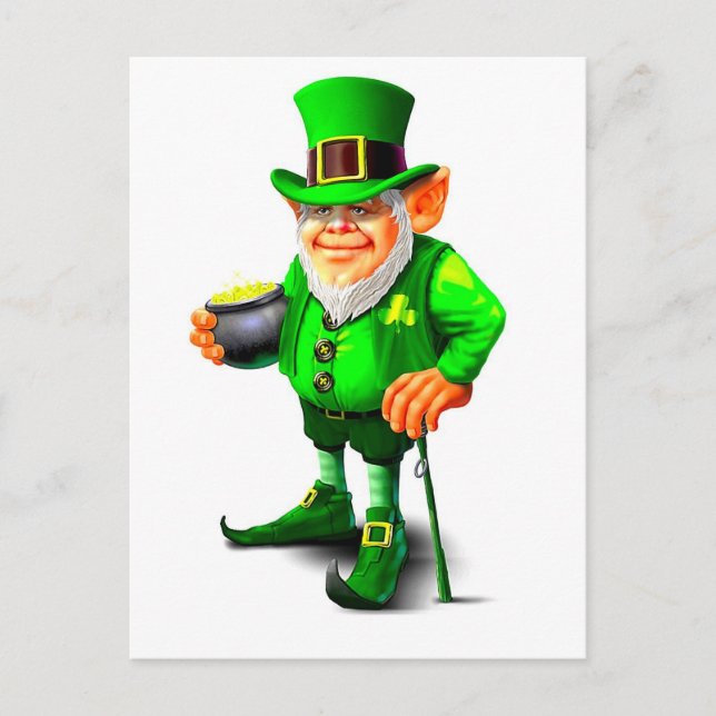 CUTE LEPRECHAUN HELG VYKORT (Framsida)