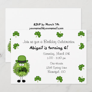 Cute Leprechaun Irish St patrick's day Birthday Inbjudningar