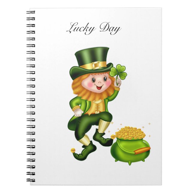 Cute leprechaun & pot guld anteckningsbok (Framsidan)