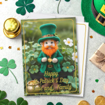 Cute Leprechaun Pot O'Guld-St patrick's day kort