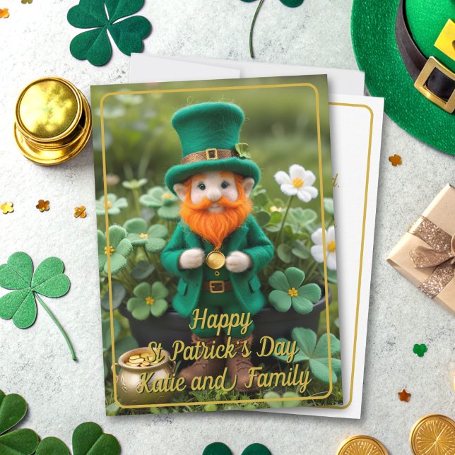 Cute Leprechaun Pot O'Guld-St patrick's day kort (Wishing you a pot o’ gold, a pint o’ cheer, and all the luck of the Irish this St. Patrick’s Day)