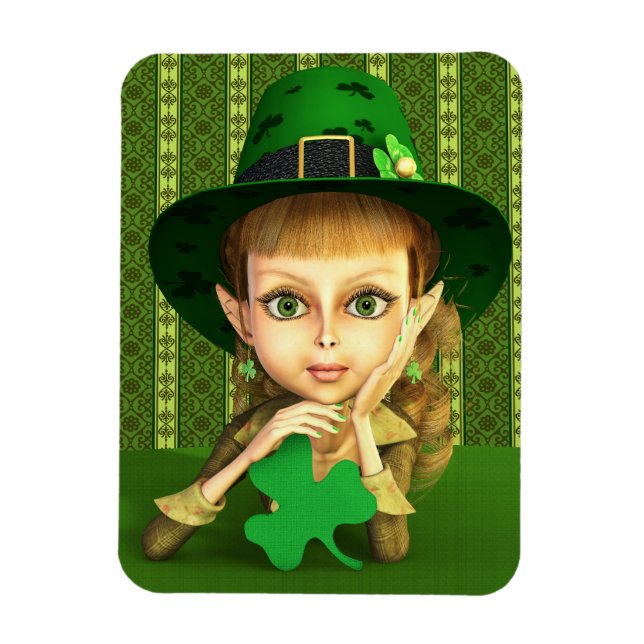 Cute Leprechaun Shamrock Girl Flexi Magnets Magnet (Vertikal)