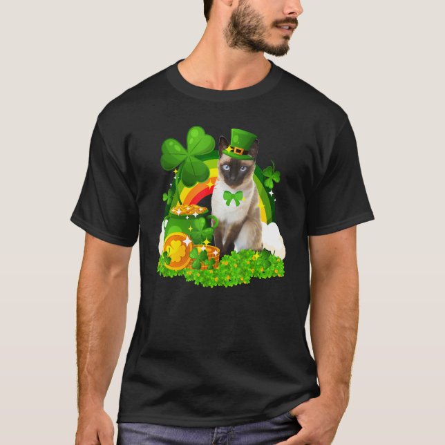 Cute Leprechaun Siamese Cat Lover Owner Saint Patr T Shirt (Framsida)