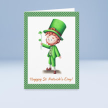 Cute Leprechaun St. Patrick-Day-hälsningskort