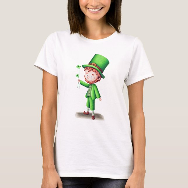 Cute leprechaun St. Patrick's Day T Shirt (Framsida)