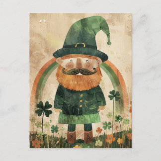 Cute Leprechaun Watercolor St. Patrick's Day  Vykort