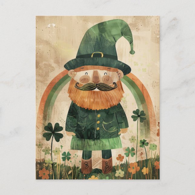 Cute Leprechaun Watercolor St. Patrick's Day  Vykort (Framsida)