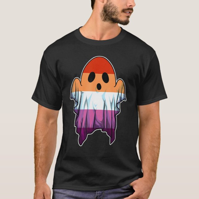 Cute Lesbisk Ghost Lgbt Halloween Ghost Lgbtq Lesb T Shirt (Framsida)