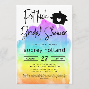 Cute Lesbisk Rainbow Potluck Möhippa Inbjudningar