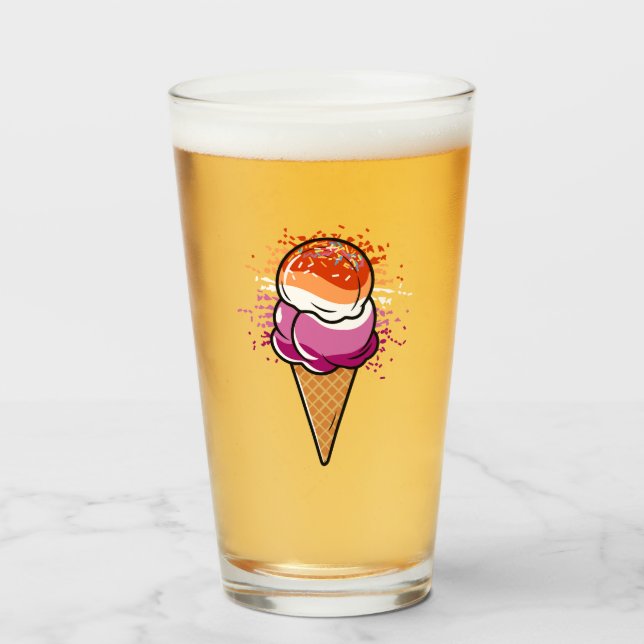 Cute Lesbisk Sapphic LGBT Pride Flagga Ice Cream Glaskopp (Framsida fylld)