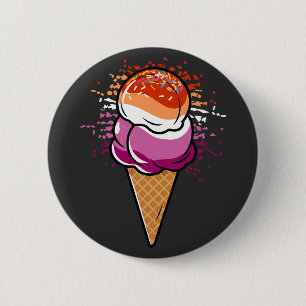 Cute Lesbisk Sapphic LGBT Pride Flagga Ice Cream Knapp