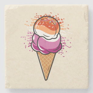 Cute Lesbisk Sapphic LGBT Pride Flagga Ice Cream Stenunderlägg