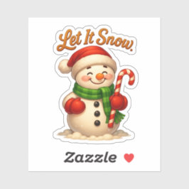 Cute Let It Snow Snowman Sticker Klistermärken