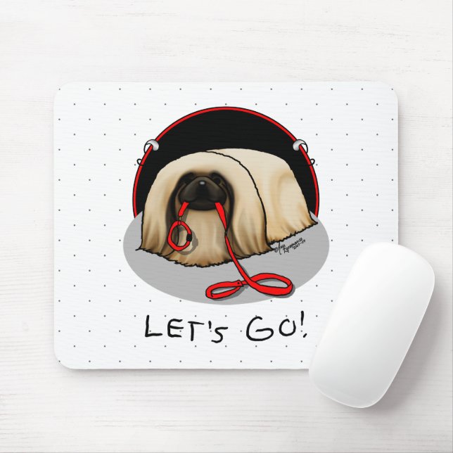 Cute Let's Go! Walk Pekingese Dog (brown masked) Musmatta (Med mus)