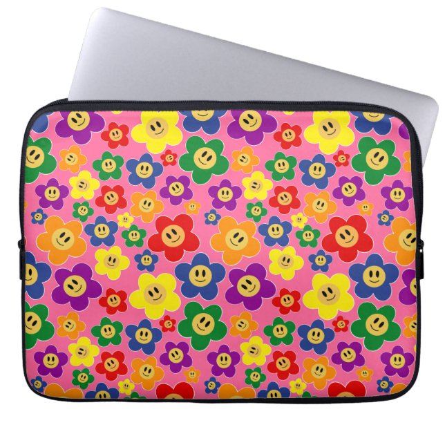 Cute LGBT Rainbow Flower Mönster-Rosa Laptop Fodral (Framsidan)