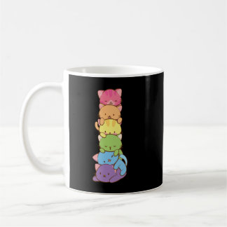 Cute LGBT Rainbow Gay pride Flagga Kawaii Cat Pile Kaffemugg