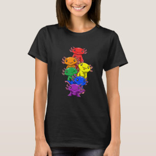 Cute Lgbtq Pride Rainbow Axolotl Pile T Shirt