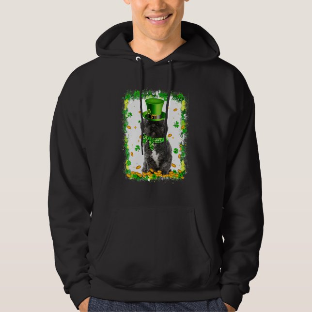 Cute Lhasa Apso Hund Irish Shamrock Hoodie (Framsida)