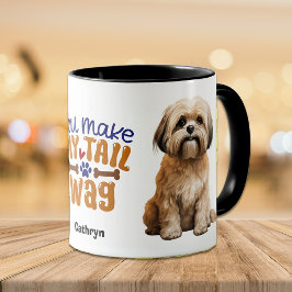 Cute Lhasa Apso som du gör mitt Svan Wag Mugg
