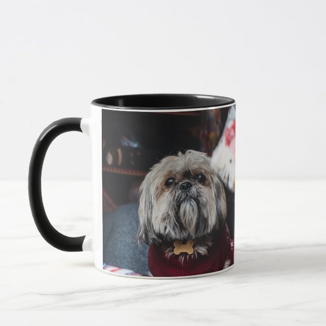 Cute lhasa apso-valpen vid jul b mugg (Vänster)
