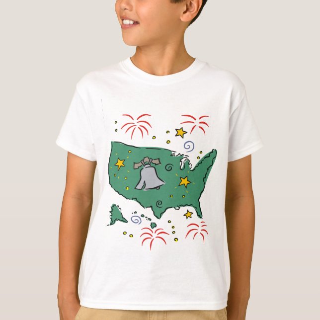 Cute Liberty Bell och Fireworks Kids Tees T-shirt (Framsida)