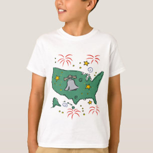 Cute Liberty Bell och Fireworks Kids Tes T-shirt