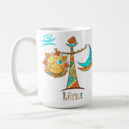 Cute Libra Sol och Måne skalor Kaffemugg