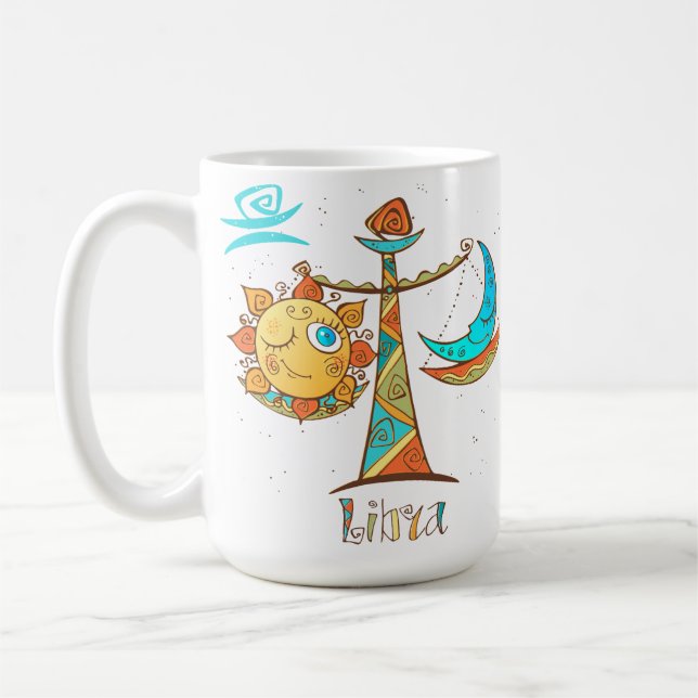 Cute Libra Sol och Måne skalor Kaffemugg (Vänster)