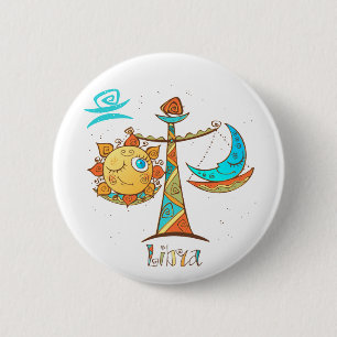 Cute Libra Sol och Måne skalor Knapp