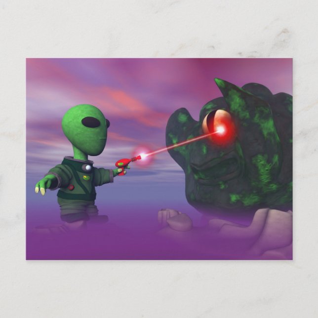 Cute lien Alien & Blob Postcard Vykort (Framsida)