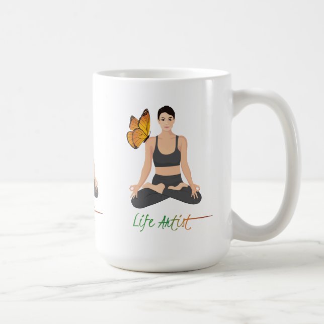 Cute Life Artist Quote Butterfly Yoga-inspiration Kaffemugg (Höger)