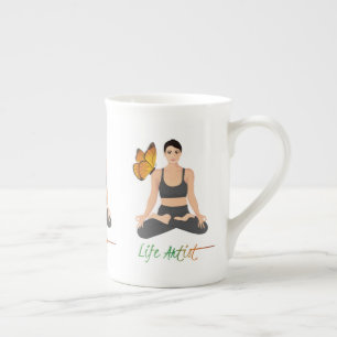 Cute Life Artist Slogan Butterfly Yoga-inspiration Benporslin Mugg